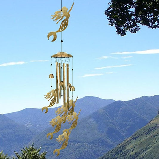 Mermaid Wind Chimes for Outside - Sympathy Wind Chime Gifts, Garden Metal Memorial Windchimes for Mom, Grandma, Yard, Porch, Garden Decor or Birthday Mother's Day Christmas Memorial Gift