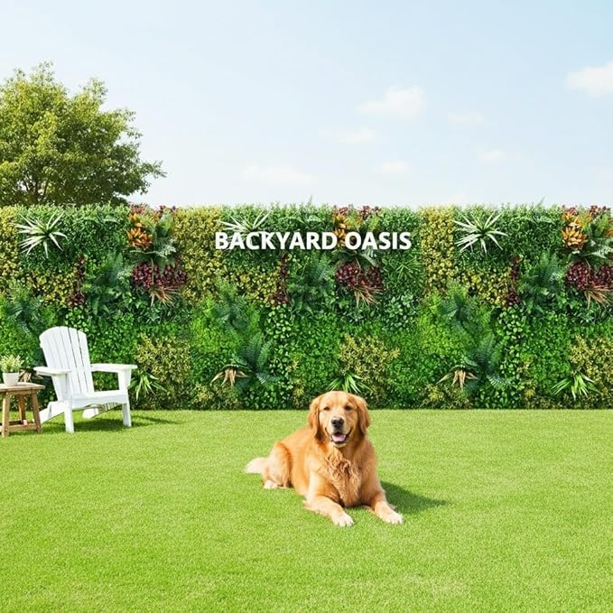 Artificial Grass Wall Backdrop Panels, 40"x40" UV-Anti Greenery Backdrop Wall, Faux Boxwood Panels for Patio, Garden, Backyard Indoor Outdoor Green Wall Decor & Privacy Fence Covering