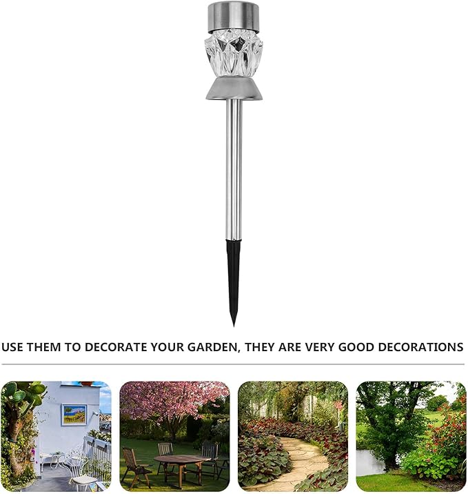 Hemobllo 4pcs Colorful Solar Diamond Design Garden Path Lights Waterproof LED Landscape Lamps for Outdoor Yard and Patio Decoration