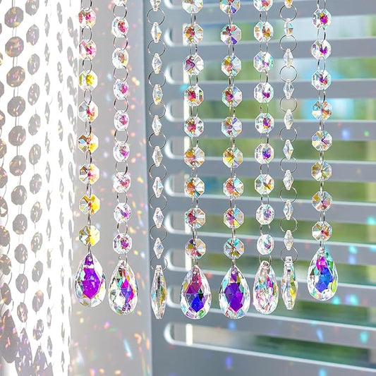 KANPURA Pack of 10 Teardrop Crystals Garland,Crystal Teardrop Chandelier Replacement,Hanging Glass Crystals for Chandelier, Christmas Tree, Home Decor(AB)