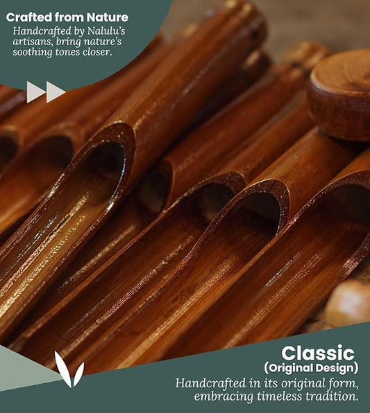 Nalulu Classic Bamboo Wind Chimes - Outside Outdoor Wood Wooden Windchimes, Medium, Handcrafted with Calming Deep Tones, Ideal Home Decor or Gift for Any Occasion