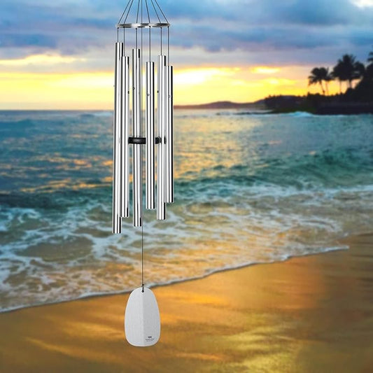 Woodstock Chimes Signature Collection, Bells of Paradise, Silver 44", Decor Designs Wind Chimes for Outdoor, Patio, Home or Garden Décor (BPLS)