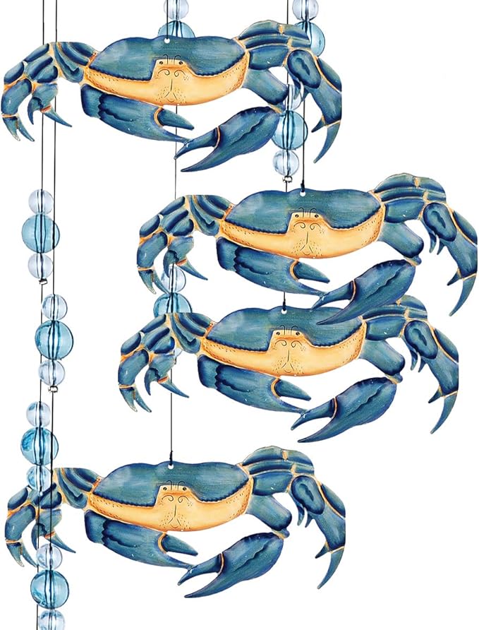 Sunset Vista Designs Kathy Hatch Great Outdoors Land and Sea Collection 18" Garden Wind Chime - Blue Crab