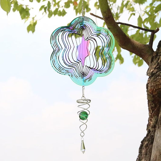 Phuryllic Wind Spinners Outdoor, Garden Decor, Bird Deterrents for Outside, 3D Metal Yard Decorations for Patio & Backyard, Unique Gardening Gifts for Women & Moms - Flower Star