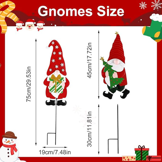 2 Pack Gnomes Decorative Garden Stakes for Christmas Decor,Outdoor Christmas Decorations for Home Yard Signs for Outdoor Decorations, Holiday New Year Spring Home Tomte Decor for Lawn Pathway Patio