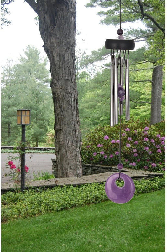 Woodstock Chimes Signature Collection, Precious Stones Chime, 12'' Amethyst Décor Designs - Small Chimes Wind Chimes for Outdoor, Patio, Home or Garden Décor (PSAM)