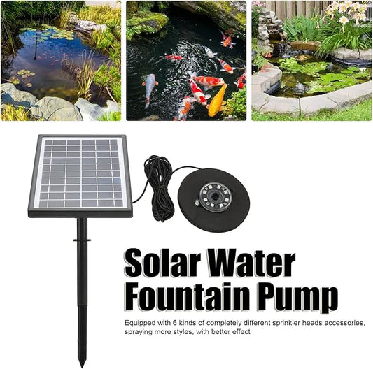 Pilipane Solar Fountain Pump with Battery Backup 5000mAh, 7W Solar Bird Bath Fountain with LED Lights, Solar Birdbath Fountain Pump for Pond, Fish Tank,Fountains Garden Decor