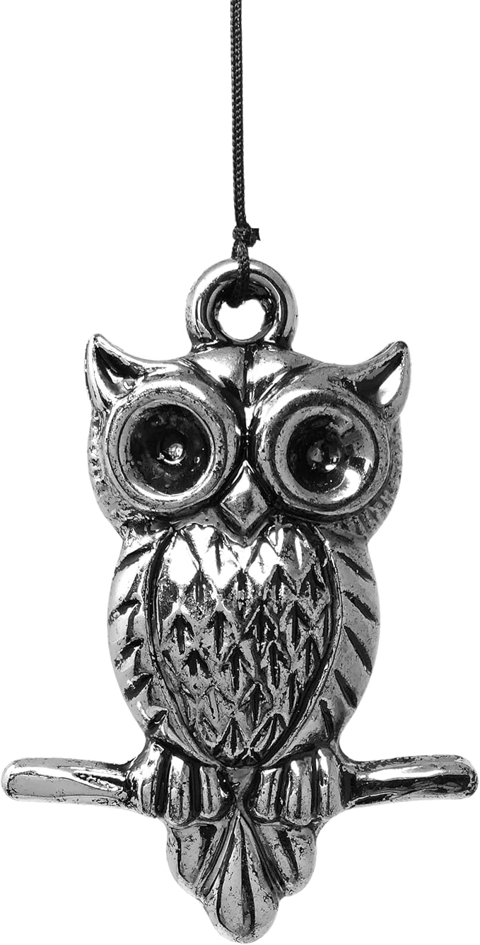 Owl Windchimes - Silver Metal Owls - Mobile Musical Wind Chime - Porch Deck Garden - 26" Long