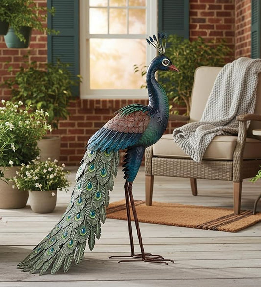 Regal Art & Gift Peacock Metal Statue – Indoor Outdoor Decorative Sculpture for Home & Garden Décor, Weather-Resistant Yard Art Figure for Patio, Lawn, Standing