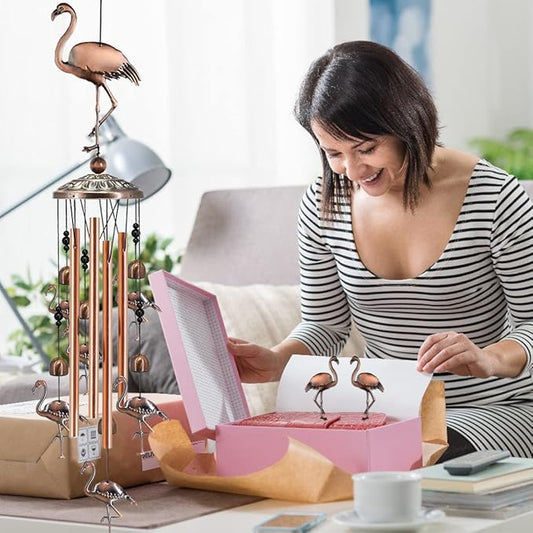 JUNQIU Flamingo Gifts for Women, Flamingo Wind Chimes for Outside, Gifts for Mother/Mom/Grandma/Sister/Mom