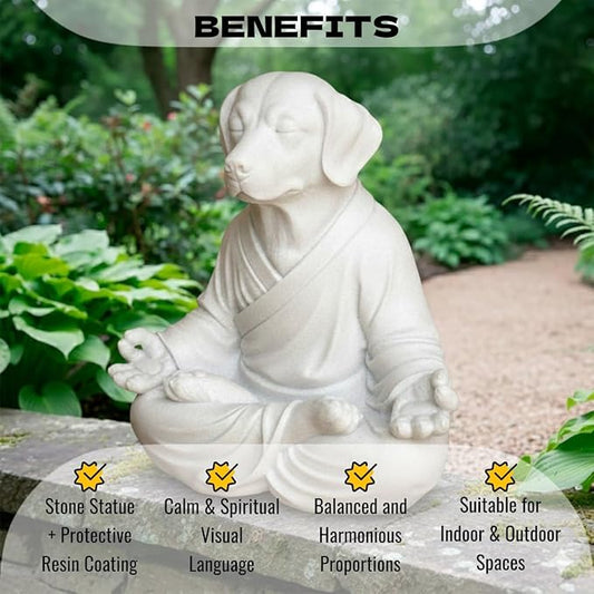 OLOMA Yoga Dog Yard Garden Sculpture Concrete Stone Statue Resin Coated Heavy Weather Resistant Indoor Outdoor Decorative Accent Feature for Patio Display Decorative Garden Accent Feature