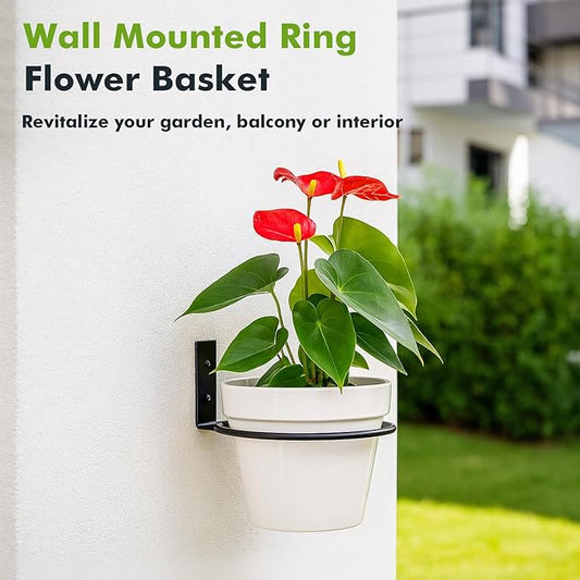 9-Pack 4/6/8 Inch Flower Pot Holder Ring Wall Mounted Metal Flower Pot Hangers Wall Hanger Bracket Rings Black Planter Bracket for Home, Garden, Indoor Outdoor Pots