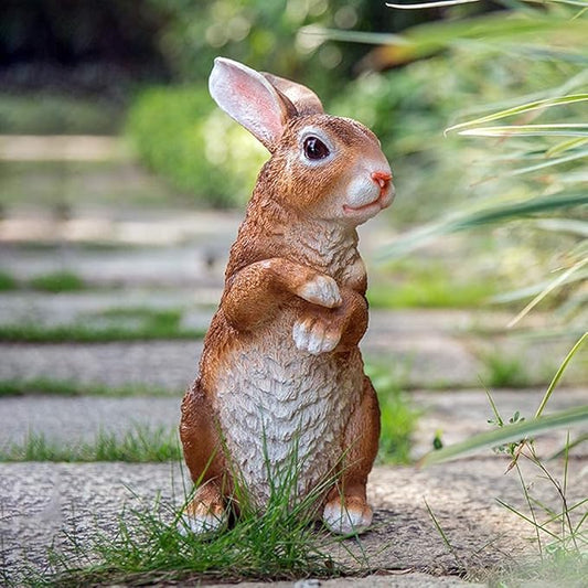 Garden Courtyard Decoration Crafts Outdoor Landscape Sculpture Resin Animal Simulation Rabbit Ornaments(Color:A)