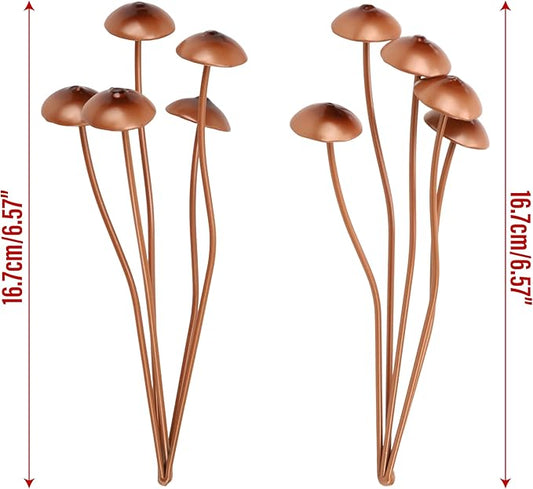 Mushroom Garden Plant Stakes – 2pcs Metal Statue Decor, Rust-Proof Iron Ground Ornament, Decorative Art Accessories for Outdoor Patio Lawn Yard, Flower Pot, Potted Plants, Indoor Gardeners Gift Lovers