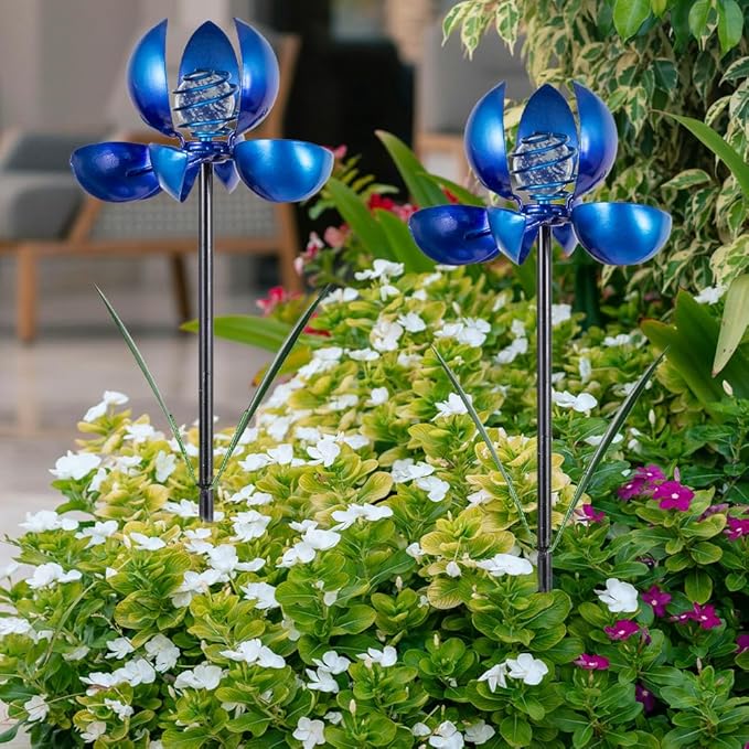 Metal Wind Spinners Outdoor,2Pack Pinwheels for Yard and Garden, Decorative Garden Stakes for Patio,Lawn, Outdoor