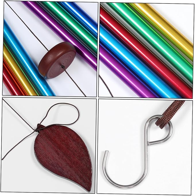 Milisten 2pcs Unique Metal Wind Chimes Decorative Wind Bells Solid Wood Craft for Decor