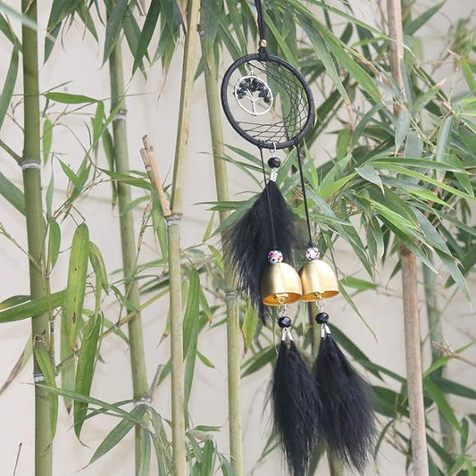 Dreamcatcher Wind Chimes, Handmade Feather Indian Round Net Chimes, Creative Balcony, Study, Bedroom Hanging Decoration