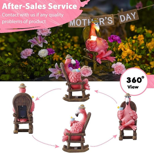 Flamingo Statue for Outdoor Garden Statue - Resin Flamingo Fairy Garden Decor - Suitable for Home Desk Garden Lawn Patio Porch Decor, Unique Gifts for Mom Grandma (8.1 inch)
