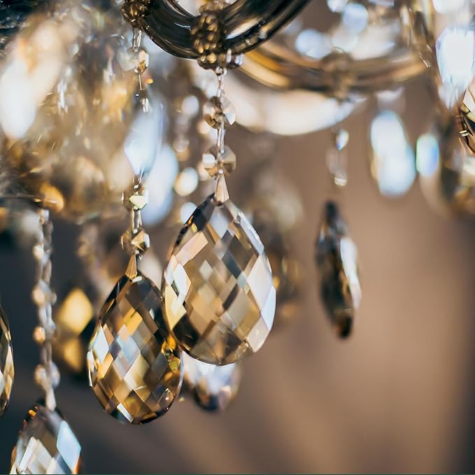 PATIKIL Teardrop Crystal Chandelier Pendants Beads, 10 Pack 125mm Length 38mm Chandelier Prisms Parts Ornaments Hanging Beads for DIY Arts Crafts Decoration, Pink