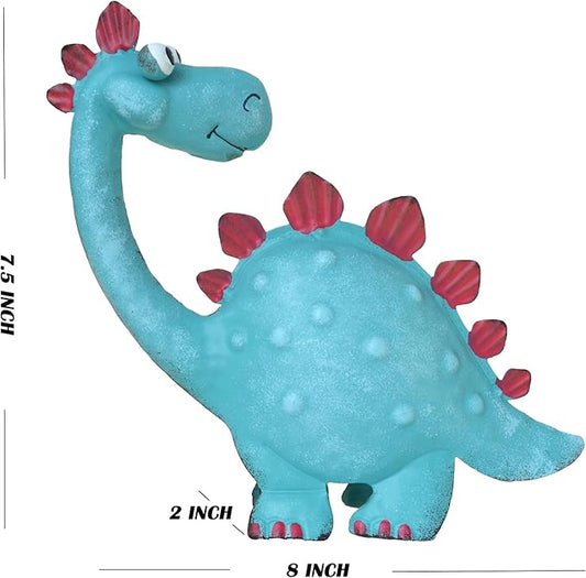 Handpainted Metal Dinosaur Decor - Outdoor Garden Statue for Yard/Indoor Shelf, Cute Dinosaur Gift for Garden Lovers