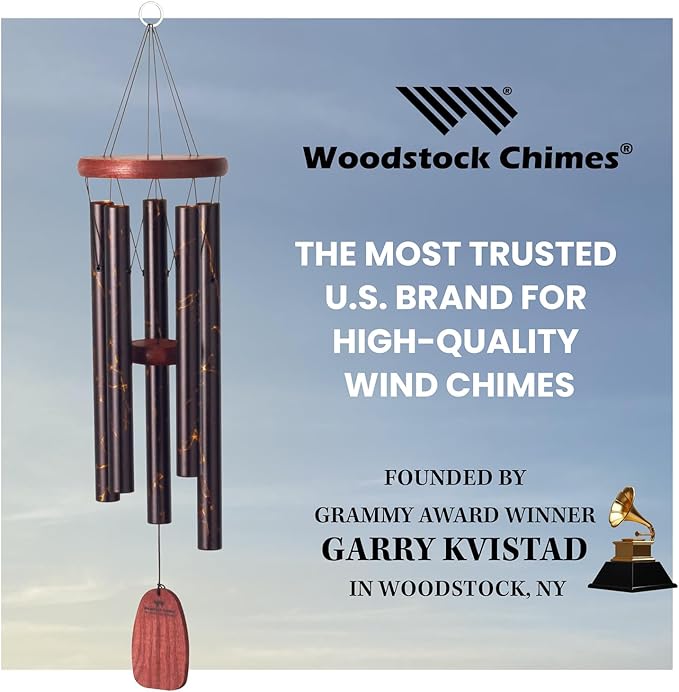 Woodstock Wind Chimes for Outside, Outdoor Decor, Garden and Patio Decor Chime, Medium (24'') Gold Vein Wind Chime (DEGV)