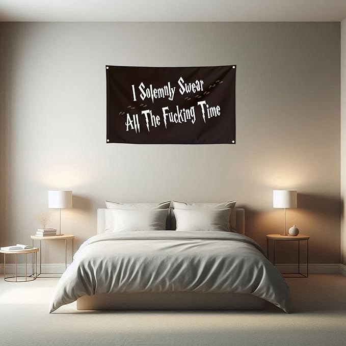 I Solemnly Swear All The Time Funny Meme Flags Cool Flags Banner 3x5 FT Room Guys Girls College Dorm Bedroom Frat Man Cave Wall Hangings Black