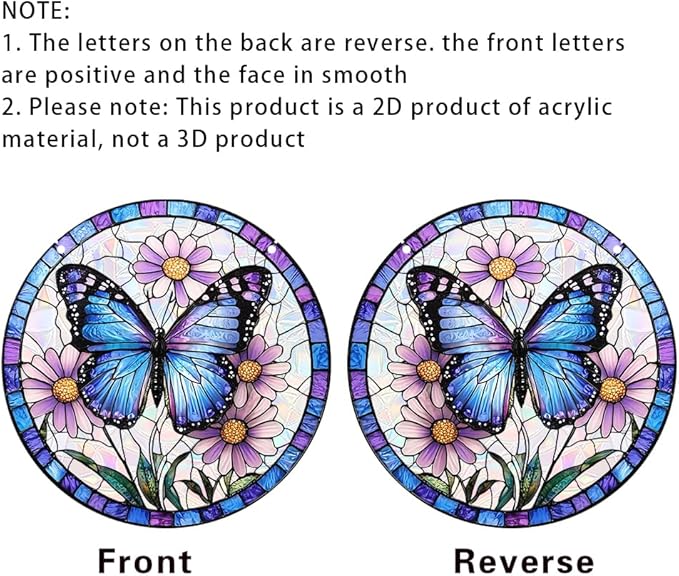 8 Inchacrylic Window Hanging, Forget Me Not Flower Stained Glass Suncatcher, Window Decor, Plant Lover Gift for Women, Best Friend, Family, Colleague, Classmate (232)
