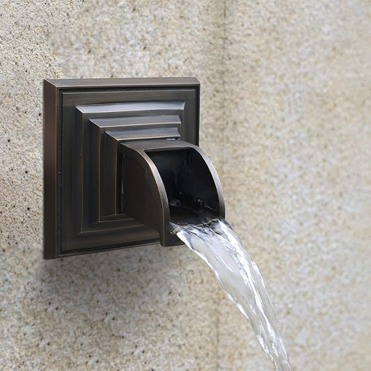 Solid Brass Made Exquisite Handcrafted Waterfall Spout for Landscape, Water Fountain Spout Scupper Luxury Decoration for Pools, Ponds, Water Walls