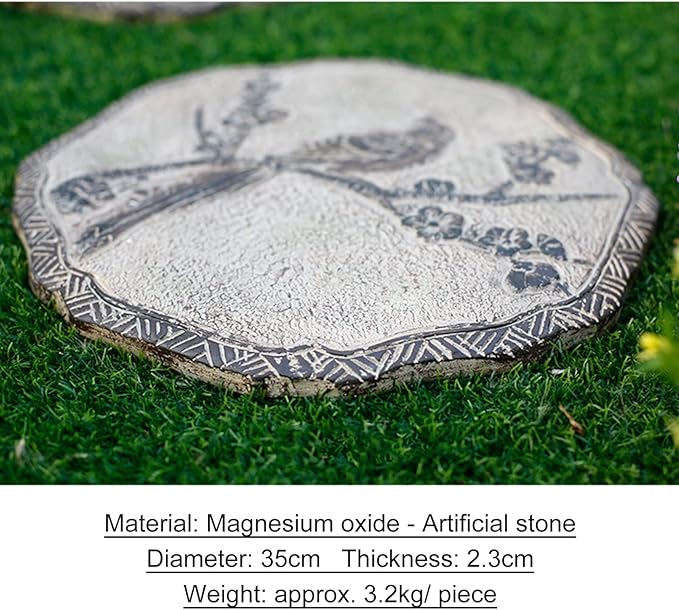 Garden Stepping Stones, Classical Chinese Flower Carving, Decorative Walkway Stepping Stones for Outdoor Garden Flowerbed & Lawn Yard Pathway (Color : A(6Pcs))