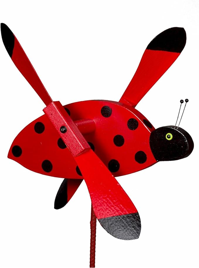 Ladybug Whirligig/Whirly Bird Garden Spinner Lawn Decoration Amish-Made