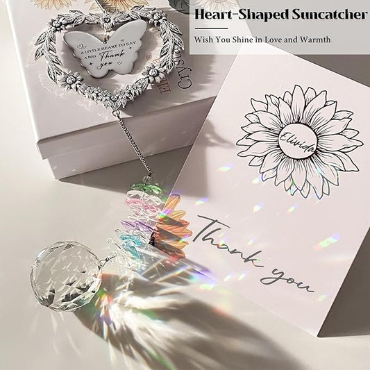 Thank You Gift for Women Men, Suncatcher Gift with Engraved Thank You Message, Personalized Rainbow Maker for Teacher Coworkers Nurse Friend, Unique Appreciation Crystal Ornament