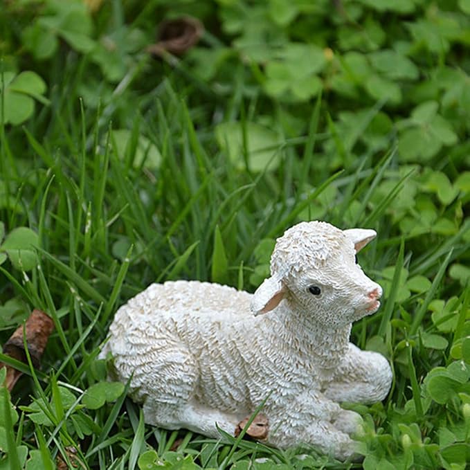 2 Pcs Sheep Panda Fairy Garden Kits Figurines for Miniatures Ornaments Fairies Gardens House Terrarium Kit Dollhouse Supplies DIY Outdoor Decorations Moss Micro Landscaping Decor