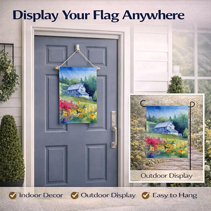 Caroline's Treasures Massachusetts Mayflowers in Watercolor Garden Flag Mailbox Flag Decorative Yard Flag Banner Outside Patio Artwork Yard Flower Beds, Garden Size, Multicolor