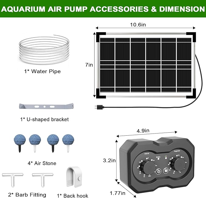 Lewisia 6W Solar Pond Aerator with Timer Control Air Pump Battery Aeration Kit Fish Tank Bubble Oxygenator