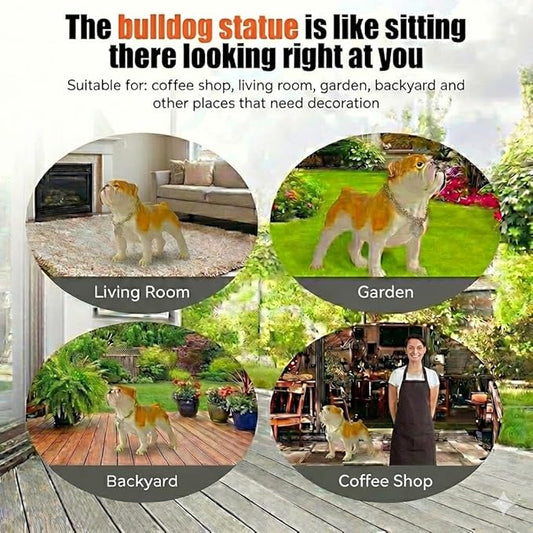 Adorable Standing English Bulldog Puppy Garden Statue, Cute Decorative Resin Figurine for Backyard, Porch, Lawn, Patio for Dog Lovers