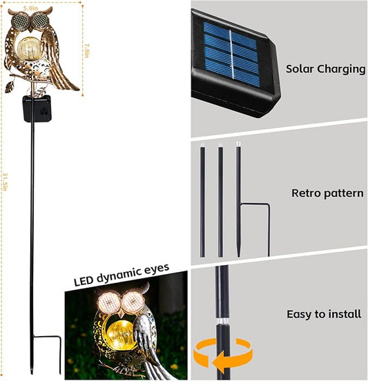 SRNPMIU Solar Lights Outdoor Decor, Solar Owl Yard Decorations Outdoor, Garden Decorative, IP65 Waterproof, Gifts for Women Mom, for Yard Patio Lawn Pathway Landscape