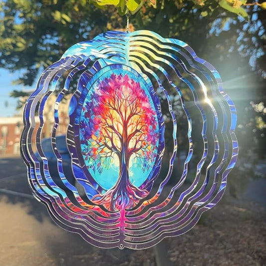 Tree of Life Wind Spinner, 3D Hanging Stainless Steel Garden Spinner, Wind Spinner Hanging for Outdoor & Indoor Décor, Unique Gifts for Yard Garden Decoration or Patio Décor (Tree of Life)