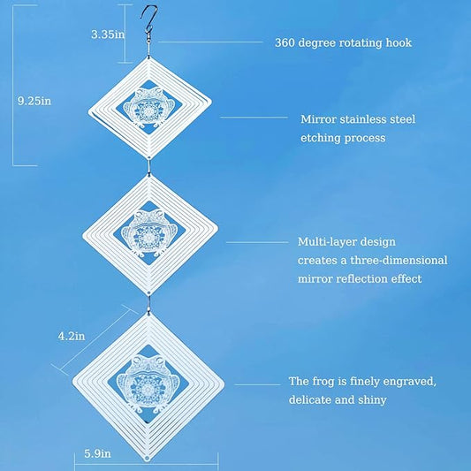 Bird Deterrents for Outside, Reflective Stainless Steel Bird Scare, Frog Wind Spinners outdoor Garden Decor, Bird Scare Devices to Keep Woodpeckers, Pigeons Away from Your House, Patio, Orchards