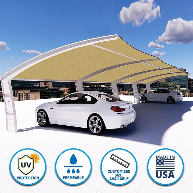 Houssity ZIP CABLE TIES and Beige 3' x 88' Balcony Deck Fence Privacy Screen Cover Panel Shade Cloth Fabric for Chain Link Fence Patio Pool Railing Porch Playground Dog Kennel Residence Commercial Use