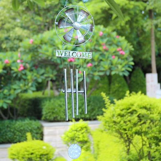 MUMTOP Wind Chimes for Outside, Metal Wind Chimes Outdoor with Wind Spinner and Welcome Sign for Home, Garden and Patio Decor