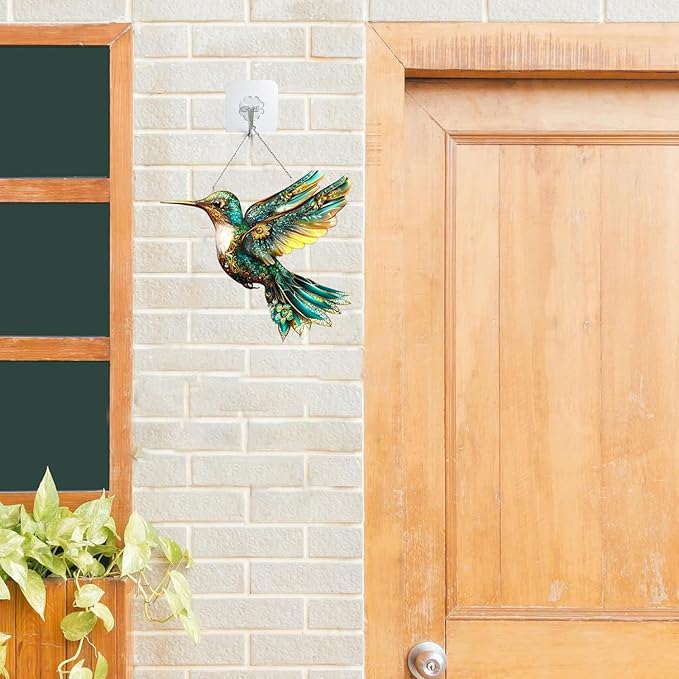 Hummingbird Suncatchers for Windows Hanging Garden Suncatcher Acrylic Window Hanging Panels Decor Gifts for Mom Friend Grandma Wife Housewarming Birthday Home 7.87 * 7.87inc/20 * 20cm (E)