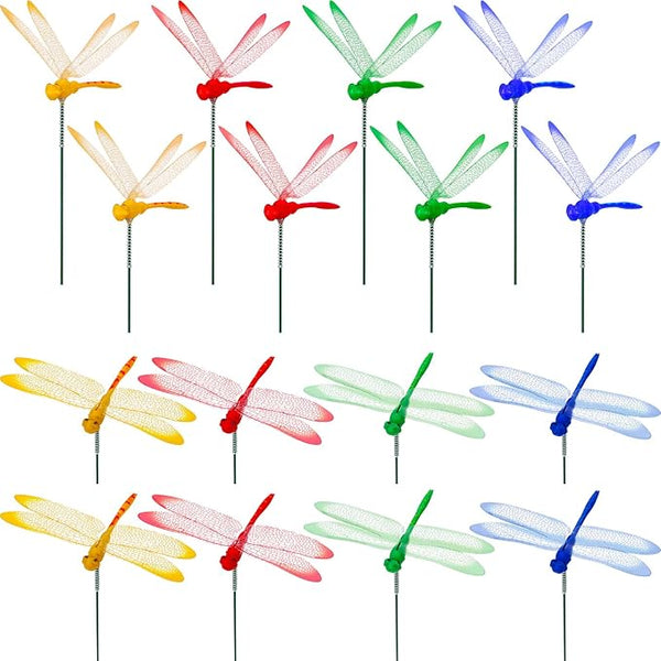 Augshy 50 Pcs Dragonfly Decoration Stakes Garden Dragonfly Artificial Ornaments for Indoor Outdoor Garden Birthday Wedding Party Decor