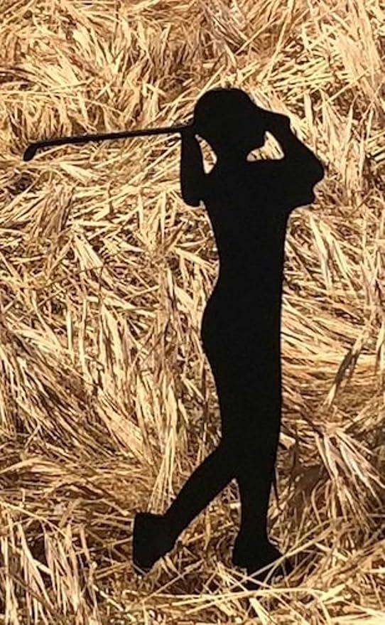 Outdoor Metal Golfer Yard Stake Art Metal Silhouette Art Garden Decor 18" (Men and Lady)