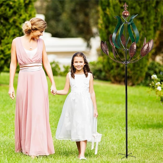 DREAMYSOUL Large Wind Spinner Outdoor, 92.5" Metal Tulip Wind Mills, 360 Degrees Rotating Kinetic Wind Sculptures & Spinners for Home Lawn Backyard Patio Garden Decor Yard Art