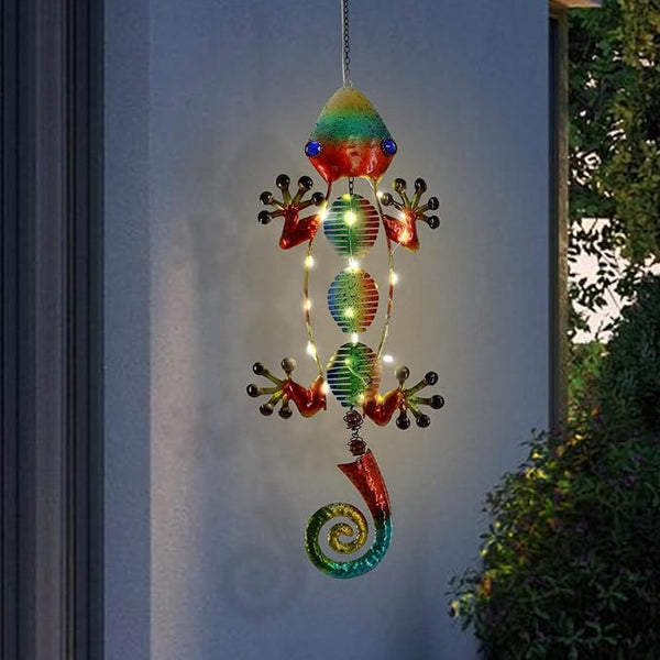 Gecko Solar Outdoor Lights Hanging Lanterns Metal Decorative Lights for Backyard Porch Patio Yard Balcony Teepee Lawn Pathway……