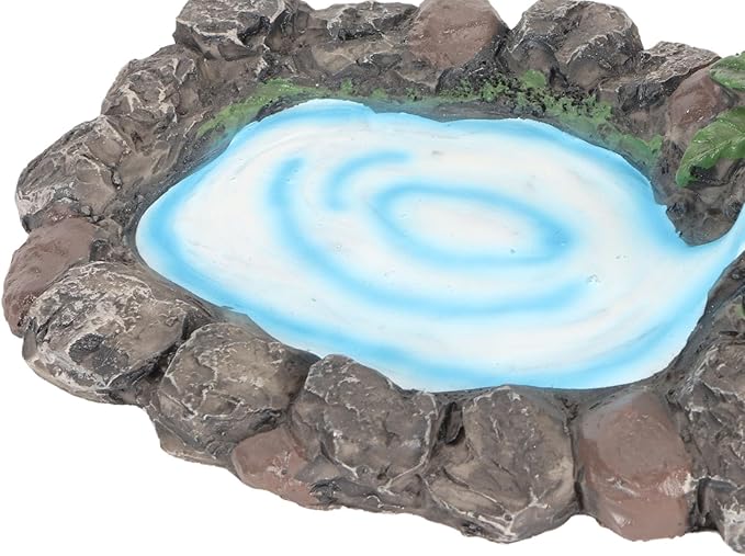 Fairy Garden Rock Pond 6.5in Long Hand Painted Lifelike Durable Resin Miniature Pond for Home Micro Landscape Decoration Miniature Garden Accessories