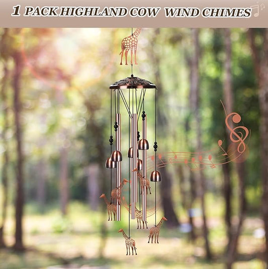 Briwooody Giraffe Wind Chimes for Outside Giraffe Gifts for Women Mom Metal Wind Chimes Memorial Birthday Decor for Outdoors Patio Garden Porch Yard Home Decoration
