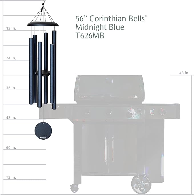 Corinthian Bells by Wind River - 56 inch Midnight Blue Wind Chime for Patio, Backyard, Garden, and Outdoor Decor (Aluminum Chime) Made in The USA