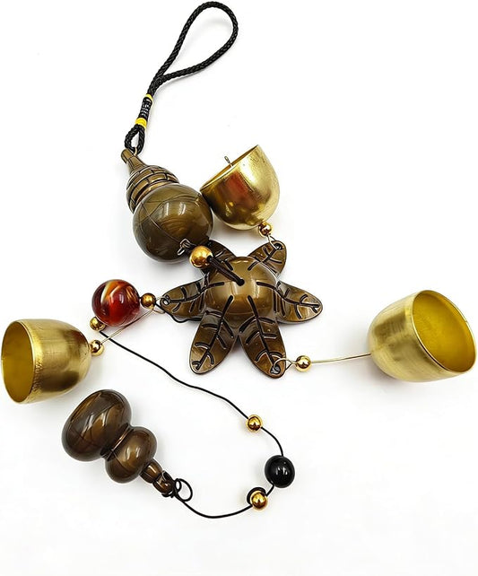 Metal Gourd Lucky Wind Bell for Good Luck Wealth and Safe, Window/Door/Home Pendant Wind Chime Chinese Feng Shui Bell(Meaning Good Fortune and Good Fortune)
