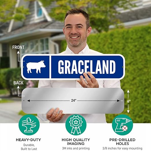 SmartSign Customize Your Own Blue Street Sign with Pig Symbol | 6" x 24" 3M EG Reflective Aluminum